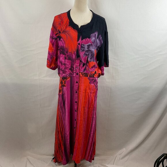 The Kit. Cobie Shirtdress Striped Iris Button Front Short Sleeve Pockets Maxi - Picture 2 of 14